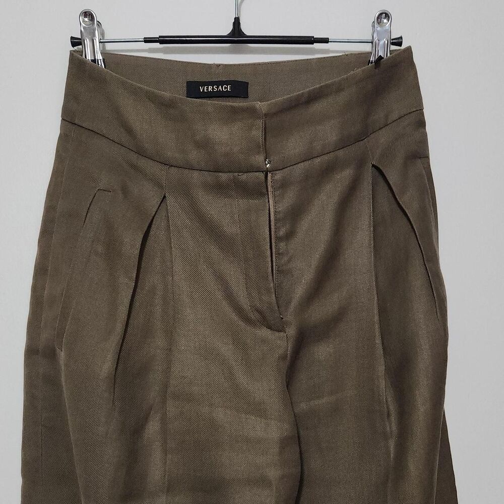 Versace Men's Khaki and Brown Trousers